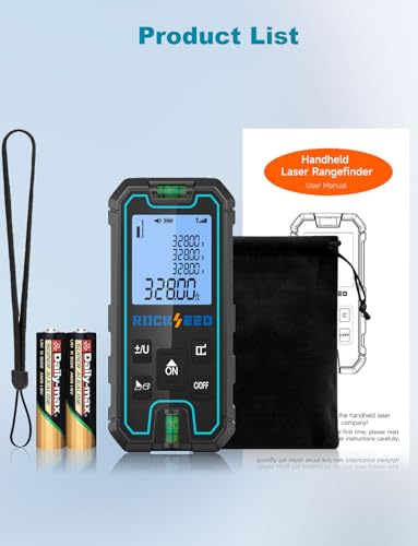 Laser Measuring Tool 165 Feet, RockSeed Portable Laser Measure, Digital Distance Measurement with 2 Bubble Levels, Laser Tape Measure with 5 Units Conversion - color: Deep Blue