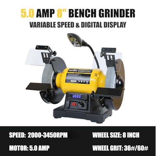 Woodskil Digital Display 8" Variable Speed Bench Grinder for Knife,3/4HP,5A - size: 8" Variable Speed Grinder