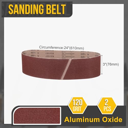 3 x 24 Inch Sanding Belts, 2 Pcs 120 Grit Belt Sander Paper - size: 3 x 24 Inch(120 Grit)