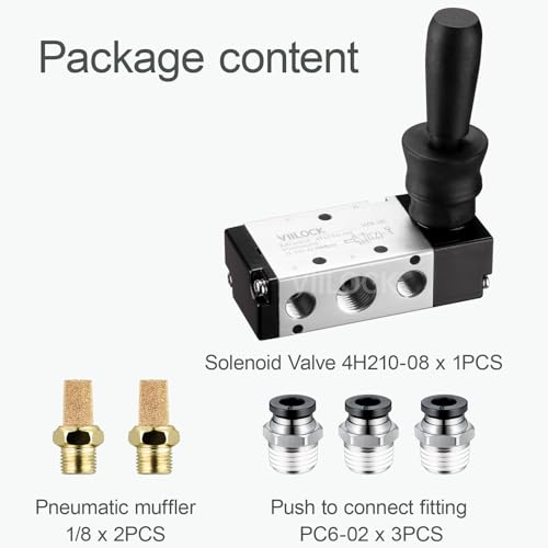 4H210-08 Hand Lever Valve 5 Way 2 Position 1/4"NPT for Air Cylinder - size: 1/4"NPT, style: 5 Way 2 Position