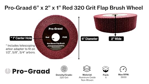 Red Bench Grinder Finishing Flap Brush Wheel 6" x 2", P320 Grit - style: 6" x 2" x 1" Red