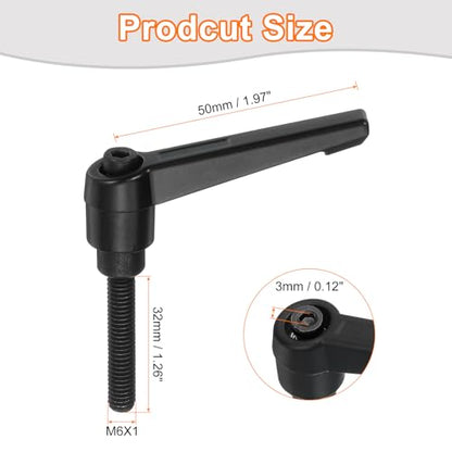 uxcell 2Pcs M6 x 32mm Adjustable Knobs Handle Male Thread Push Button Ratchet Quick Release Locking Rotating Bolt for Lathe Machinery, Black - size: M6 x 32mm