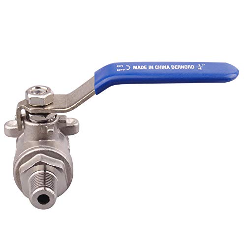 DERNORD Full Port Ball Valve 1/4 Inch - Male x Female Stainless Steel 304 Heavy Duty for Water, Oil, and Gas,1000WOG (1/4 Inch NPT) - size: 1/4 Inch NPT, style: Pack of 1