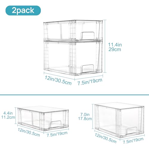 Vtopmart Clear Stackable Storage Drawers, 8 Pack Mixed Organizer Set - style: 4 Medium+4 Small