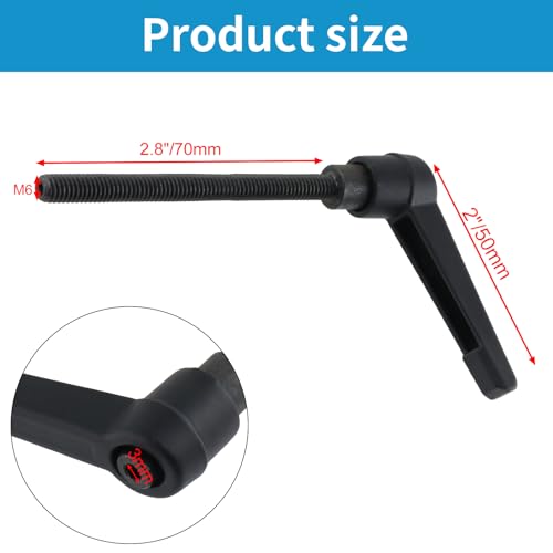 Clamping Lever Handles M6 x 70mm Push Button Ratchet Lever Male Threaded Stud Adjustable Handles Hand Knobs Rotating Screw Handles Bolts with Locking Lever -6pcs - size: M6 x 70mm