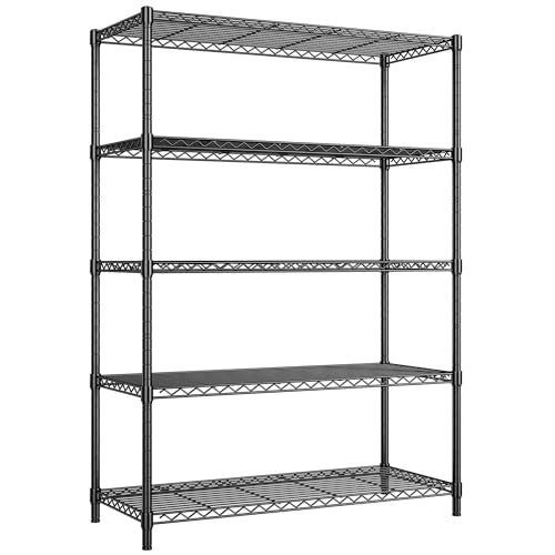 REIBII 72''H Metal Shelving 5-Tier Storage Shelves,1100lbs, Kitchen Pantry - color: Black, size: 72"H x 36"W x 14"D 5 Tier