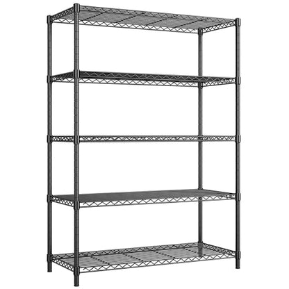 REIBII 72''H Metal Shelving 5-Tier Storage Shelves,1100lbs, Kitchen Pantry - color: Black, size: 72"H x 36"W x 14"D 5 Tier