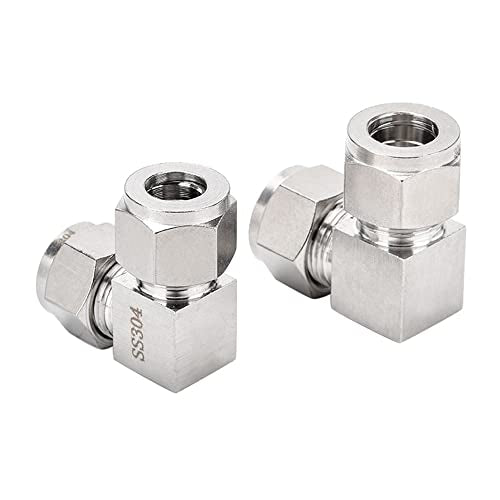 304 Stainless Steel Compression 90 Degree Elbow 1/4" OD x 1/4" OD 2pc - color: Pack of 2, size: 0.25 Inch