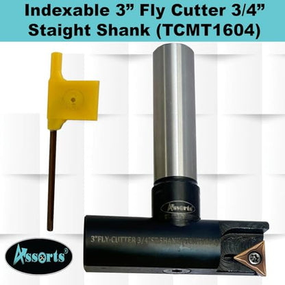 New Balanced Design 3″ Indexable Fly Cutter with 3/4″ Straight Shank, Single Insert Face Milling Cutter, TCMT1604 Insert, Torx Screw & Star Key Included - size: 3" Fly Cutter 3/4" Staight Shank