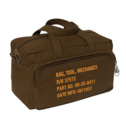Rothco Mechanics Tool Bag, Heavy‑Duty Canvas Tool Organizer with Zipper Pockets, Compact Portable Tool Storage (Earth Brown) - color: Earth Brown