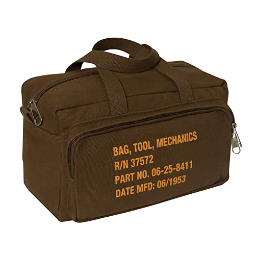 Rothco Mechanics Tool Bag, Heavy‑Duty Canvas Tool Organizer with Zipper Pockets, Compact Portable Tool Storage (Earth Brown) - color: Earth Brown