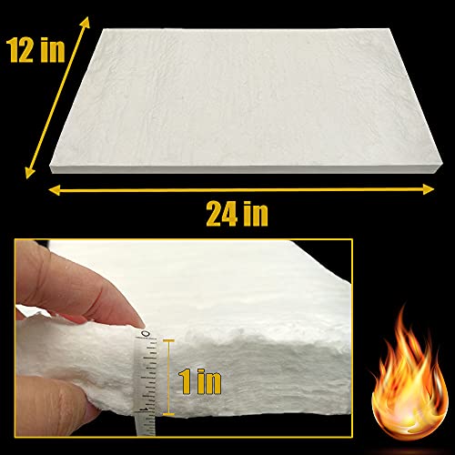 Cedolio 24" x12"x1" (Thick) Ceramic Fiber Blanket Fireproof Insulation - size: 24" x 12" x 1" / 1 piece