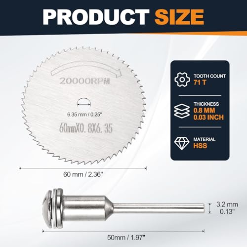 Cutting Wheel Set 2Pcs 2.36" 60mm Diameter HSS Circular Saw Blades - color: Silver, size: 2.36"(60mm) Diameter, 0.13"(3.2mm) Round Shank