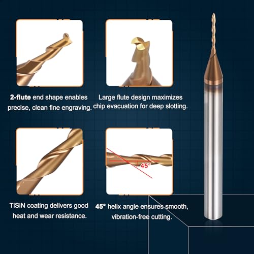 1/32" Carbide End Mill 2 Flute 1/4" Cut L, 1-1/2" L, 1/8" Shank - size: 1/32" Dia - 1/4" CL - 1-1/2" L - 1/8" Shank