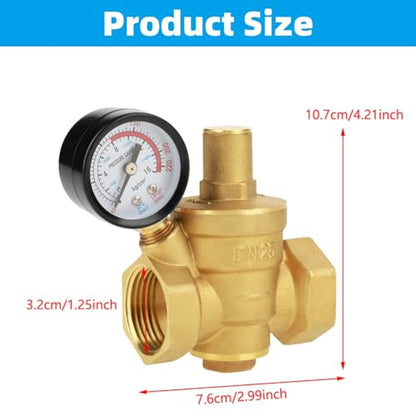 DN25 Water Pressure Regulator 1 inch Water Pressure Regulator Valve Brass Adjustable Water Pressure Reducing Regulator Reducer Meter