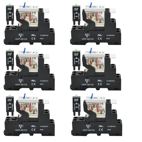 UL Listed 8A Electromagnetic Power Relay Din Rail Socket 8Pin 24 DC 6Pcs - color: 8 Pin, size: DC 24V