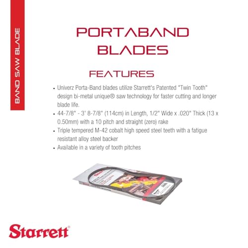 Starrett Univerz Bi-Metal Portaband Saw Blade, 3' 8-7/8" Length, 1/2" Width - style: 14 TPI
