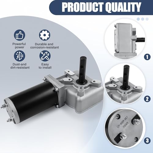 900W 90:1 1.2HP Electric Tarp Motor for Dump Trucks up to 28' Length, Universal Tipper Truck Canopy Motor for Dump Truck Tarp System with Chrome Housing Cover- 12V DC, 40RPM(+/-5RPM)- 5 Years Warranty - size: 900w 90:1