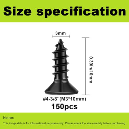 M3x10mm Small Wood Screws, Black Phillips Flat Head Short Screws 150pcs - color: M3-Black, size: 150pcs-10mm