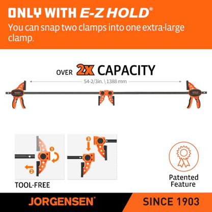 Jorgensen 24" E-Z Hold Medium-Duty Bar Clamps, 400 lbs Load Limit, 2-Pack - size: 24 Inch