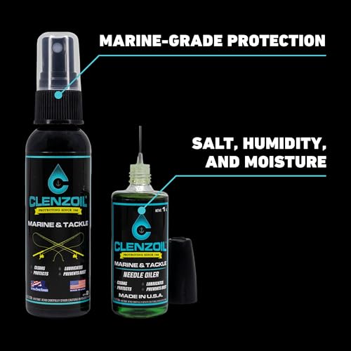 CLENZOIL Marine & Tackle - Fishing Gear Oil Lubricant - for Fish Care Reels, Boat Motors, Downriggers & More - Easily Oils Applicator - size: 2 oz + 1 oz Combo