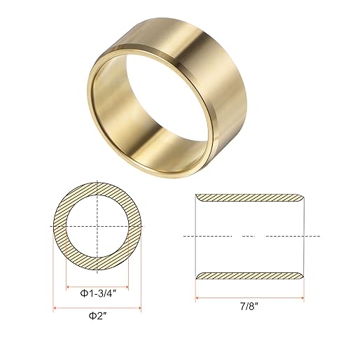 HARFINGTON 2pcs Sleeve Bearings 1-3/4" Bore 2" OD 7/8" Length Wrapped Oilless Bushings Brass Alloy for Transmission Conveyor Systems - size: 1-3/4" x 2" x 7/8"