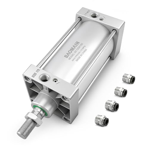 BAOMAIN Pneumatic Air Cylinder 5" Bore 6" Stroke SC125x150 - size: Stroke 5.9 inch(150mm)