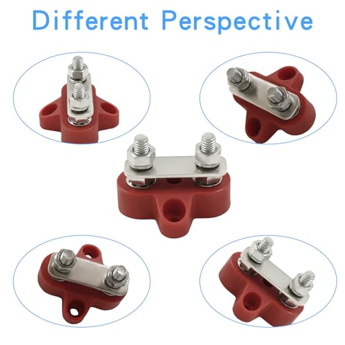 2Pcs Dual Stud Battery Junction Post, Red and Black - size: M6