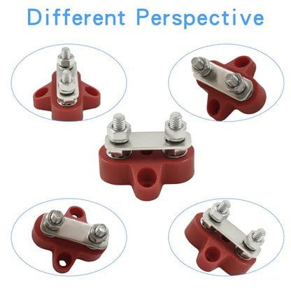 2Pcs Dual Stud Battery Junction Post, Red and Black - size: M6