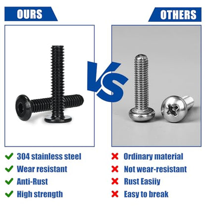 50 Pcs 1/4-20 x 3/4 Flat Head Hex Socket Cap Screws Bolts,Black Oxide 304 Stainless Steel 18-8,Allen Socket Drive,Fully Machine Thread (1/4-20 x 3/4 50pcs) - size: 1/4-20 x 3/4 50pcs