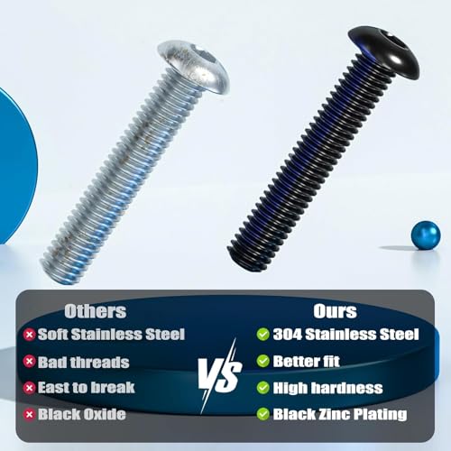 VGBUY 16Pcs 3/8-16 x 1 Button Head Socket Cap Bolts Screws, 304 Stainless Steel 18-8, Black Zinc Plated, Fully Threaded, with Spanner Allen Hex Drive - color: Black, size: 3/8-16 x 1"
