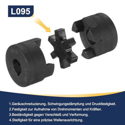 uxcell 3/4" to 7/8" L095 Flexible 3-Piece L-Jaw Coupling Coupler Set & Buna-N NBR Rubber Spider for Log Splitter Hybrid Equipment - size: 3/4 " to 7/8"