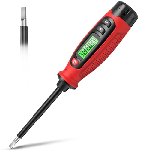 KAIWEETS 2-in-1 Voltage Tester Screwdriver, 3–500V AC Contact Voltage Measurement & Non-Contact Detector Pen, Slotted Head, LCD Display, Live Wire Finder, Continuity Test for Outlet & Circuit, KTS02 - size: Slotted
