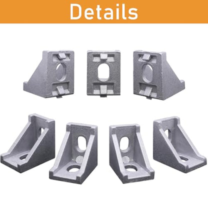 12 Sets 2020 Aluminum Extrusion Connectors,12pcs 2020 Series Corner Brackets,with 24pcs Sliding T Nuts and Screws, for Aluminum Extrusion Profile Slot 6mm - style: 12Set 20x28 Silver Corner Bracket