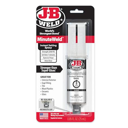 J-B Weld 50101 MinuteWeld Instant-Setting Epoxy Syringe - Clear - 25ml, 0.85 Fl Oz (Pack of 1)
