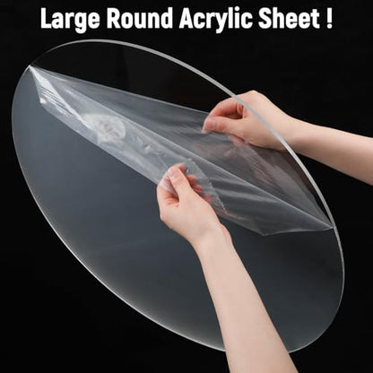 Pushglossy Large Round Acrylic Sheet Clear Circle Board, 1/8" X 24" - size: 1/8" X 24"