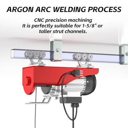 SKTREX 6 Wheel Hoist Trolley with Rollers - Strut Trolley Assembly for Electric Hoist - Fits 1-5/8" Wide and Taller Strut Channel - High Strength and Silent Operation - color: 6 Wheel Trolley Pack of 2