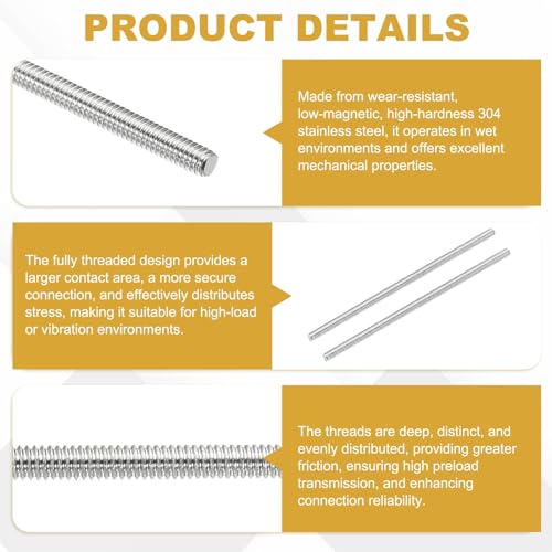 uxcell 20Pcs Fully Threaded Rod M2 x 0.4mm Pitch 50mm/2 Inch Threaded - size: M2x0.4mmx50mm