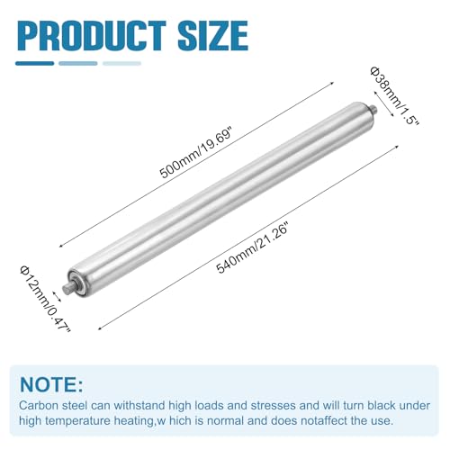 MECCANIXITY Stainless Steel Conveyor Roller 1.5" Diameter 20" Length Gravity Transmission Replacement Part Galvanized End (Silver) - size: 1.5"x20"
