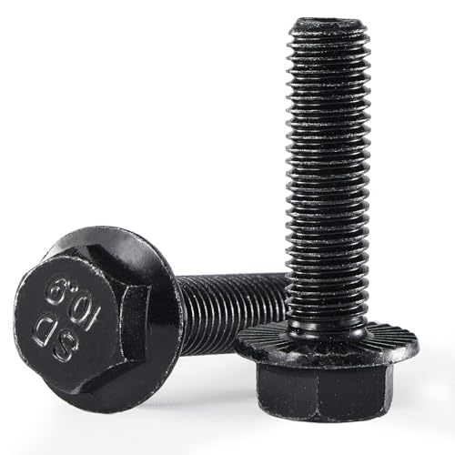 M10 x 35mm 10Pcs Flanged Hex Head Bolts, M10 x 1.5 Bolts, Flange Hexagon Head Screws, 10.9 Grade Alloy Steel, Black Oxide Finish, Metric Fully Thread - size: M10 x 35mm(10PCS)