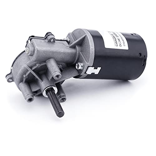 Fielect DC 24V 52RPM Reversible Worm Geared Motor High Torque Electric Gear Motor Turbine Worm Gear Box Reduction Motor, Left Shaft GW6280 - size: 24V 52RPM