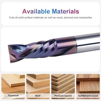SpeTool Spiral Compression Router Bit with Coating 1/2 Inch Shank 1-1/4 Cutting Diameter Extra Long 3 InchSolid Carbide Router Bit Up Douwn Spiral Router Bits End Mill for CNC Wood Carving - size: 1/2" Dia - 1-1/4" CL -1/2" Shank, style: COMPRESSION CUT
