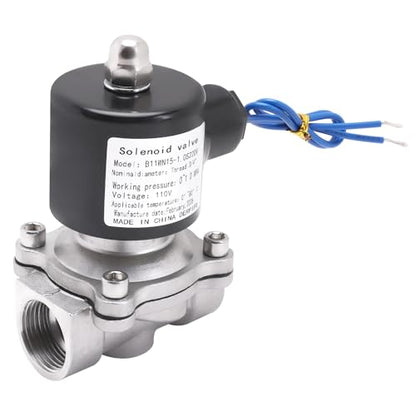 SUS304 Electric Solenoid Valve - 3/4" NPT 110V AC Stainless Steel Normally Closed Valve for Water Air Gas Fuel Oil - size: 0.75 Inch