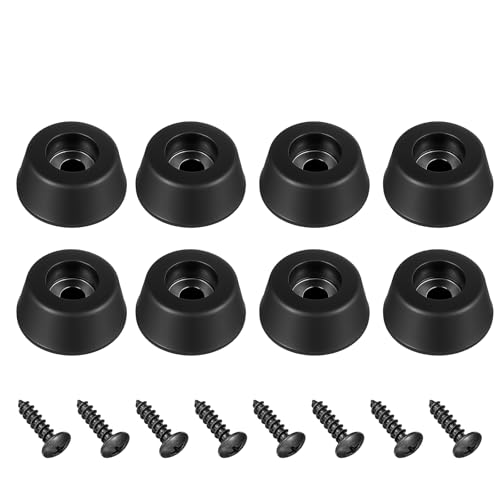 8Pcs Heavy-Duty Rubber Feet for Subwoofer, Speaker Isolation Pads with Stainless Steel Screws for Subwoofer, Guitar Amps, Furniture, Turntables, Cutting Boards, Cabinets 0.98“ W x 0.47” H (Black)