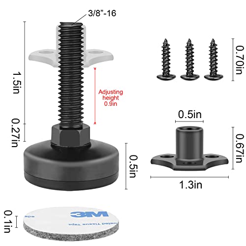 Anwenk Adjustable Leveling Feet Furniture Levelers Table Feet Heavy Duty Leg Levelers for Cabinets Sofa Tables Chairs,Support 1320LBs, T-Nut Kit 3/8”-16 Thread, Large Base- 4 Pack, Black - color: Black-4p-t Nut