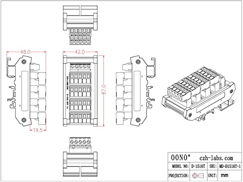 Slim DIN Rail Mount 10A/300V Pluggable Screw Terminal Block Distribution Module (5x5 Position) - style: 5x5 Position