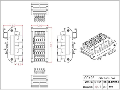 Slim DIN Rail Mount 10A/300V Pluggable Screw Terminal Block Distribution Module (5x5 Position) - style: 5x5 Position