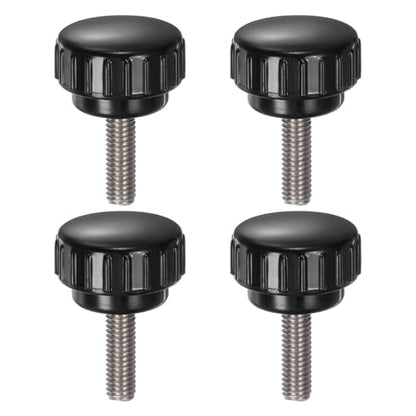uxcell 4pcs Knurled Clamping Knobs M6 x 20mm Metric 304 Stainless Steel Male Thread Thumb Screw on Type 25mm Plastic Round Head Threaded Hand Bolt Stud Knobs Black - size: M6 x 20mm x 25mm