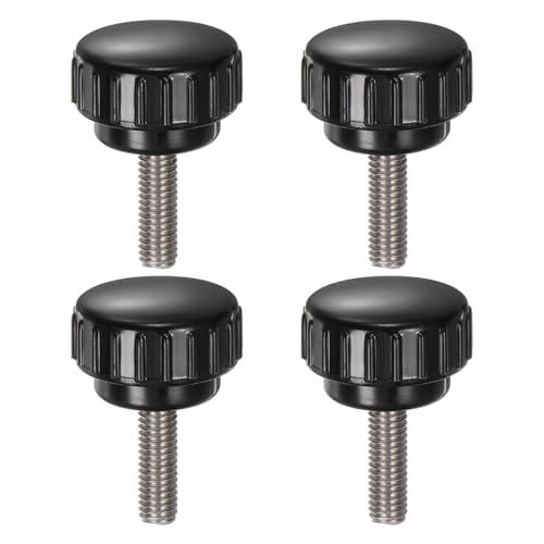 uxcell 4pcs Knurled Clamping Knobs M6 x 20mm Metric 304 Stainless Steel Male Thread Thumb Screw on Type 25mm Plastic Round Head Threaded Hand Bolt Stud Knobs Black - size: M6 x 20mm x 25mm