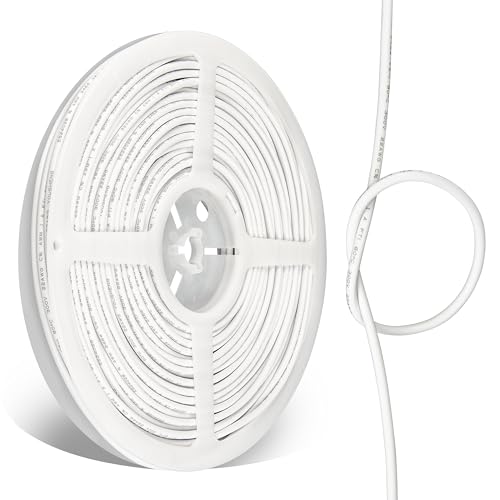 UL2464 22AWG 2 Conductor White Wire 2X0.35mm² 100FT 300V 80°C PVC Insulated Tin Plated Copper Cable for Automotive Audio Electrical Wiring